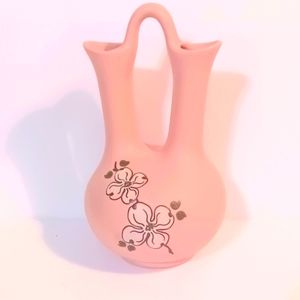 Pink Wedding Vase Pigeon Forge Pottery Double Stem Earthenware